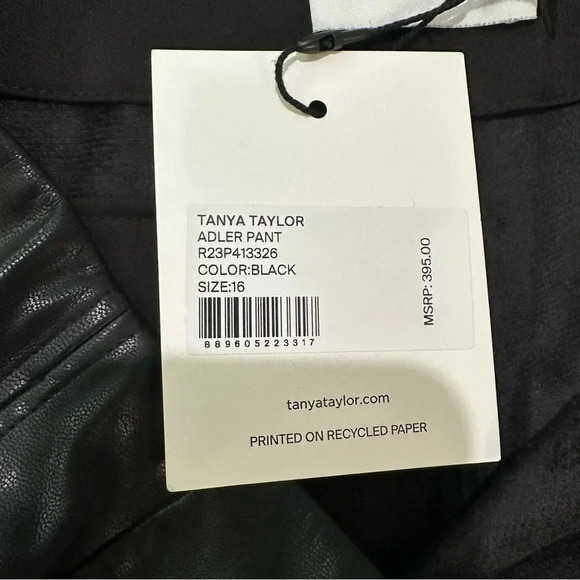 Tanya Taylor Adler Pant Black Straight-Leg with Side Slits at Hem Sz 16 NWT - Picture 9 of 12